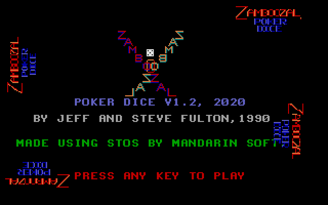 Zamboozal Poker Dice atari screenshot